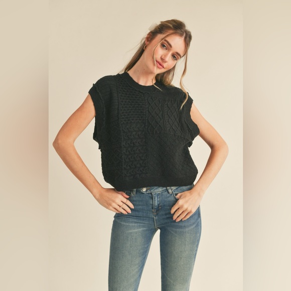 &merci - Black Knit Sweater Vest - New with Tags! - Picture 2 of 2